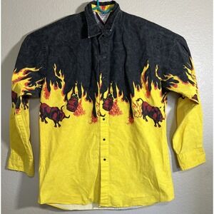 Vintage Western COWBOYS' TURTLE ASSOCIATION XL  Bulls Flames Retro